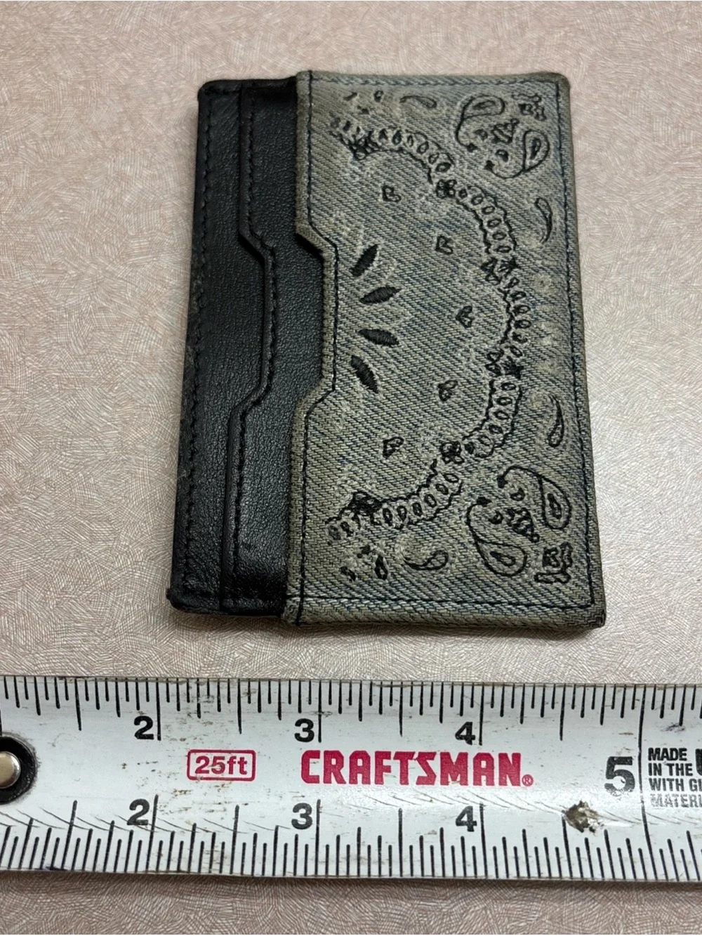 Amiri Bandana Print Leather Cardholder Wallet Denim Minimalist Slim